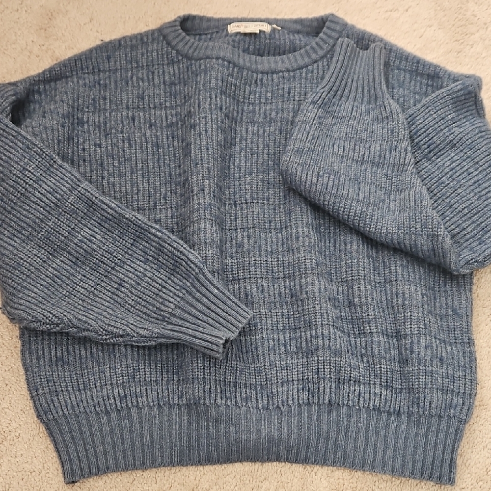 Light Blue Ribbed Crewneck Sweater - Unbranded